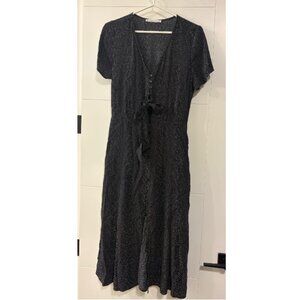 Abercrombie & Fitch Tie-Front Black and White Polka Dot Midi Dress in Small Tall